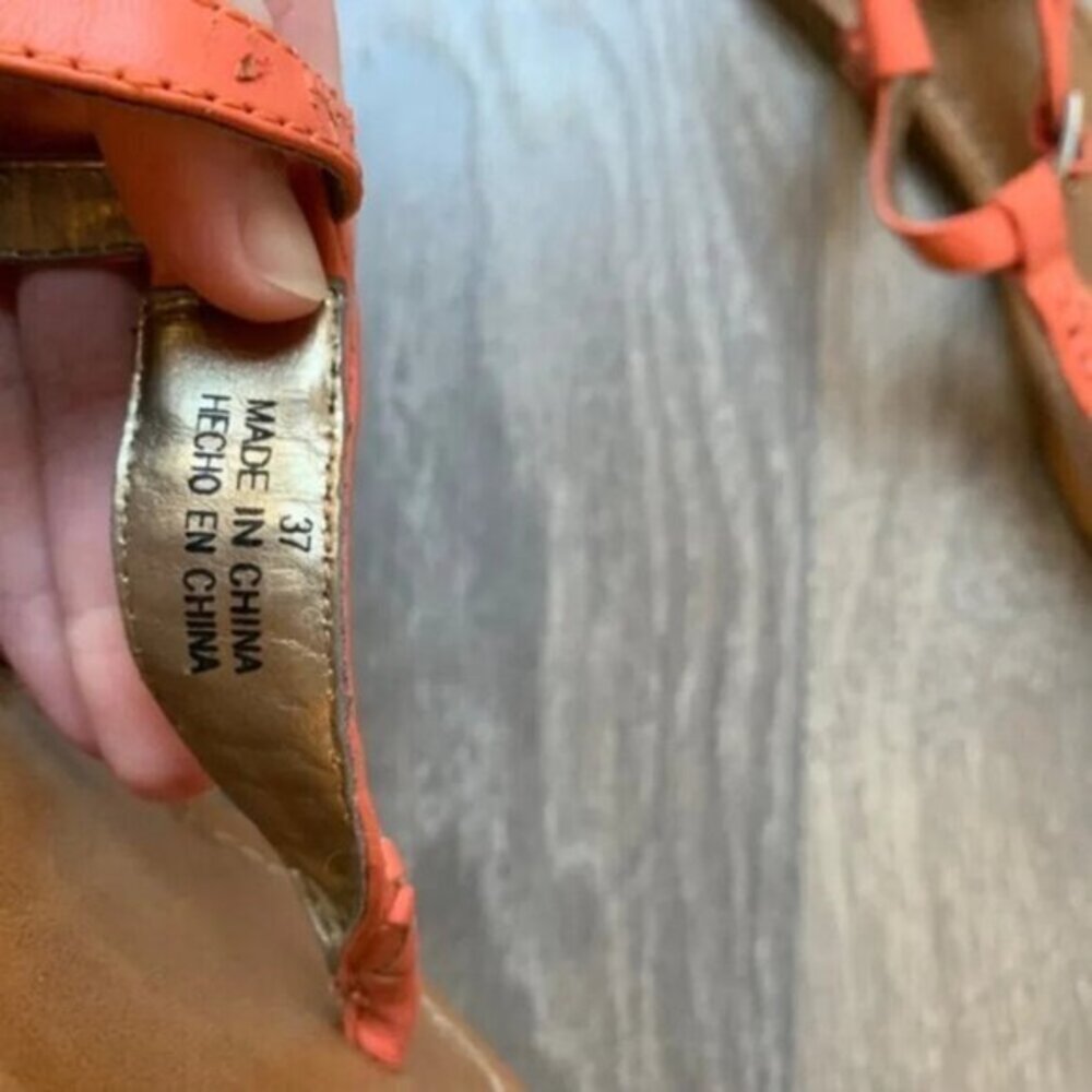 Aldo Women's T-Strap Flat Sandals Size 7 Braided Coral Pink Boho Chic Peasant - Picture 14 of 16